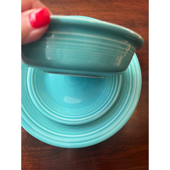 Fiestaware HLC USA dinner set bowl saucer plate‎ Turquoise No chips or flaws - Picture 3 of 4
